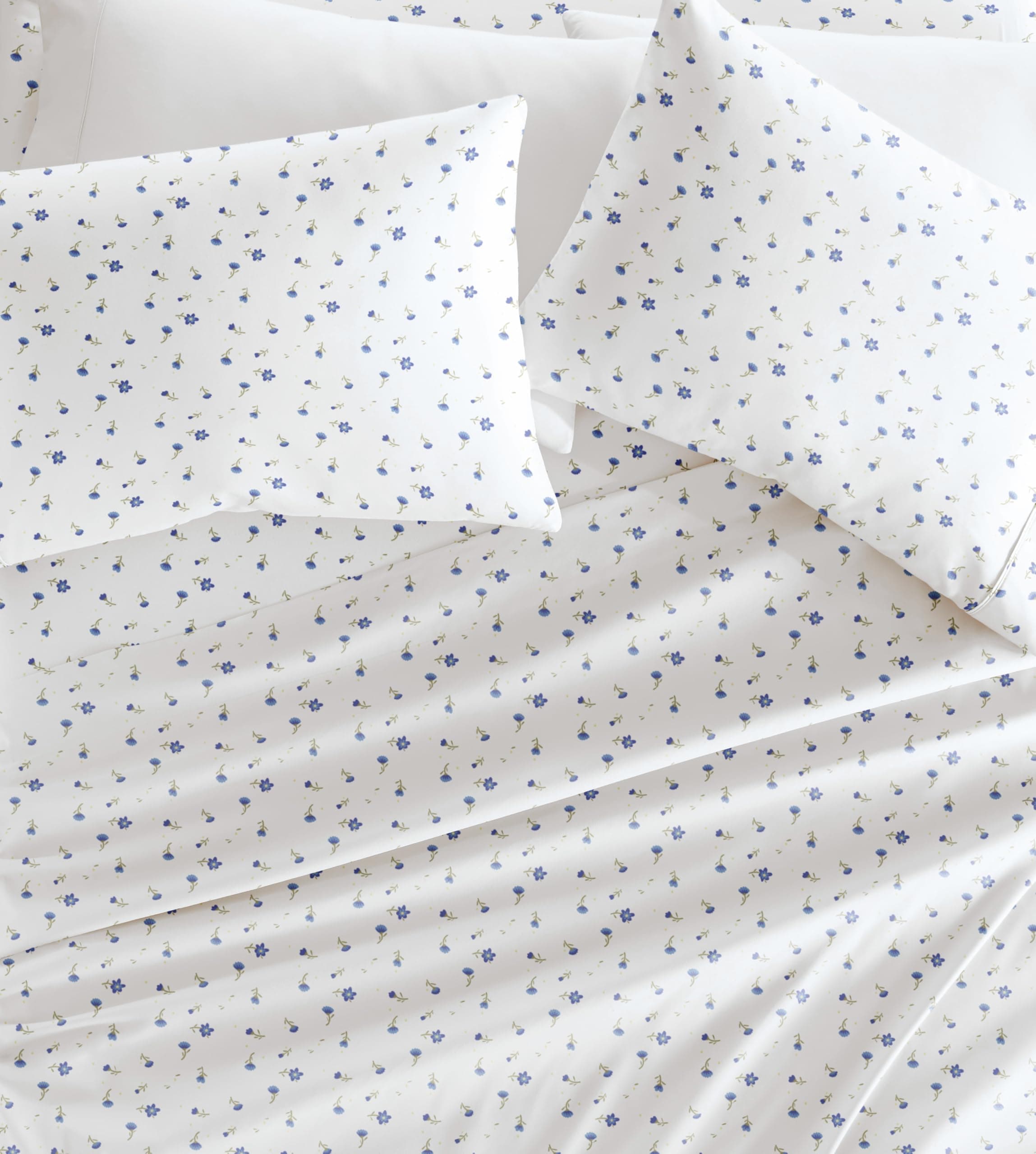 Oeko-TEX Certified Ultra Soft Linen Market Queen Sheet Set - Floral Light Blue