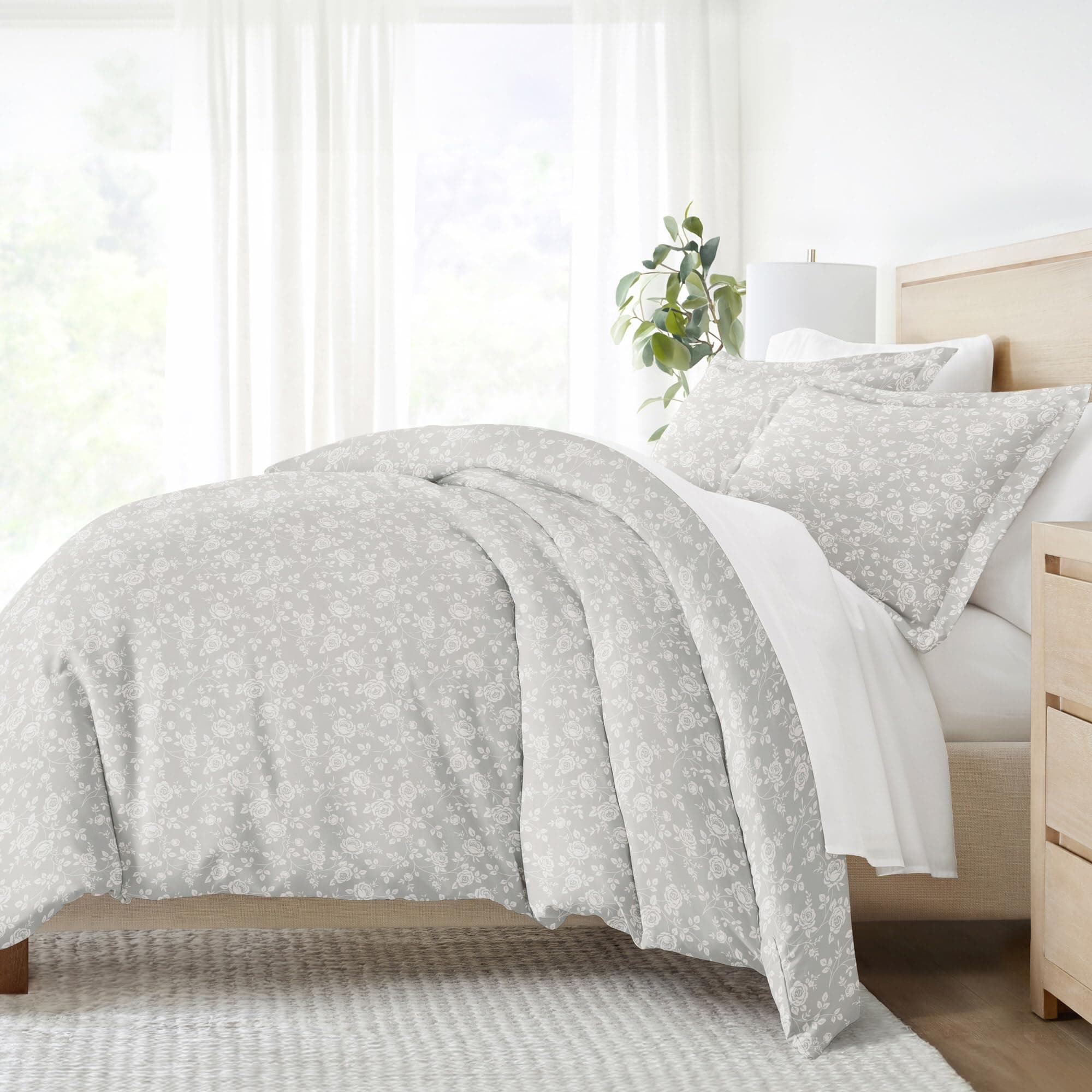 Linen Market Queen Duvet Cover & Shams - Light Gray, Hotel-Like Comfort