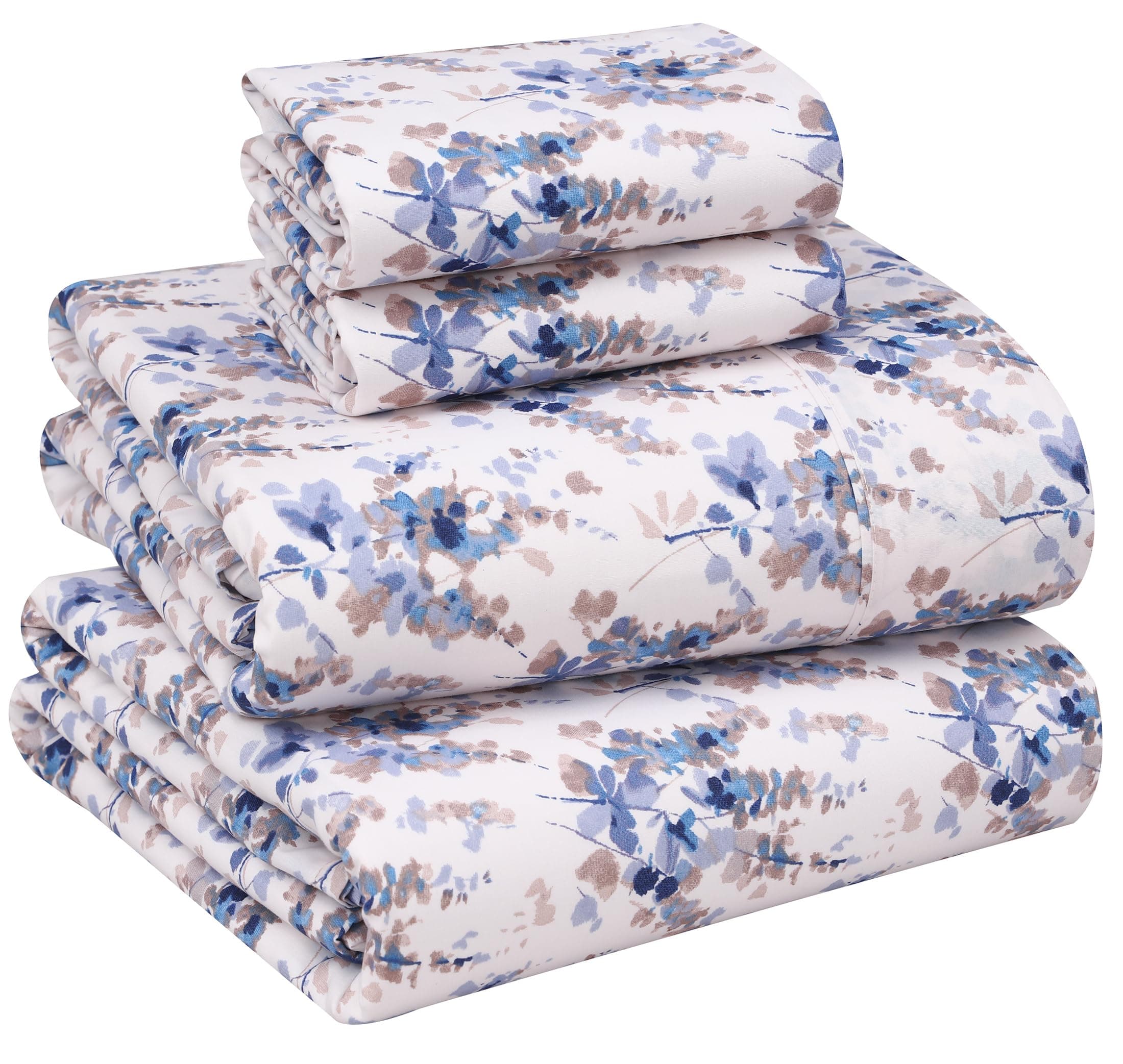 RUVANTI Queen Deep Pocket 4PC Cotton Percale Bed Linen Set