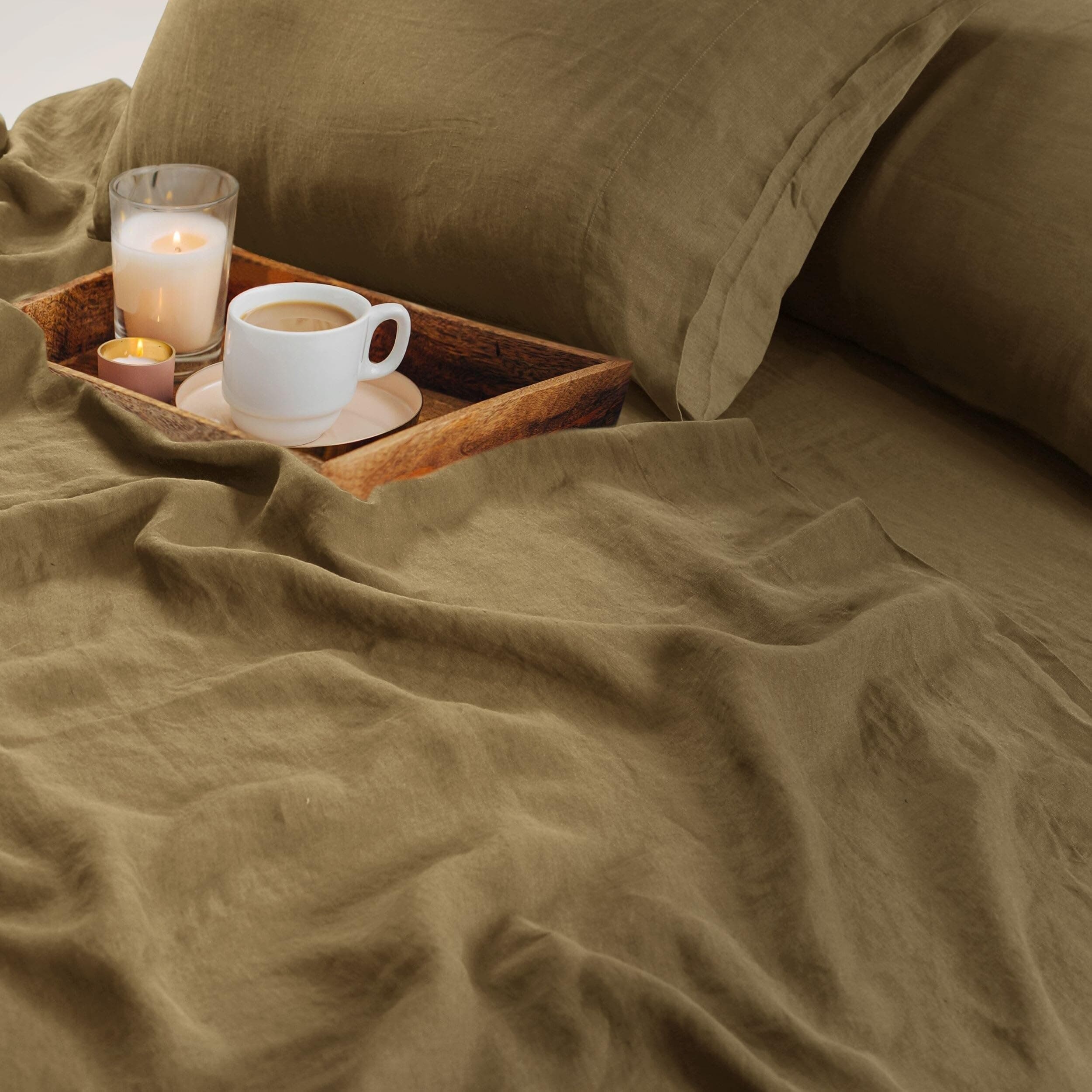 French Linen 2-Piece Bed Pillowcase Set, Earth Oak, Standard - Envelope Closure, European Flax Certified