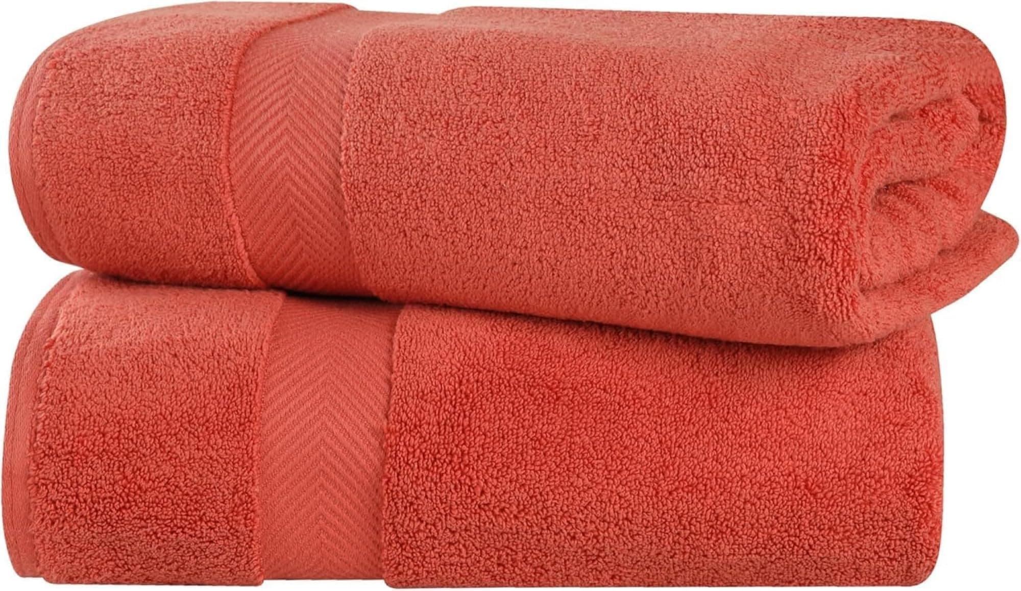 Superior Zero Twist 100% Cotton Oversized Bath Sheet Set, Super Soft & Absorbent - Brick