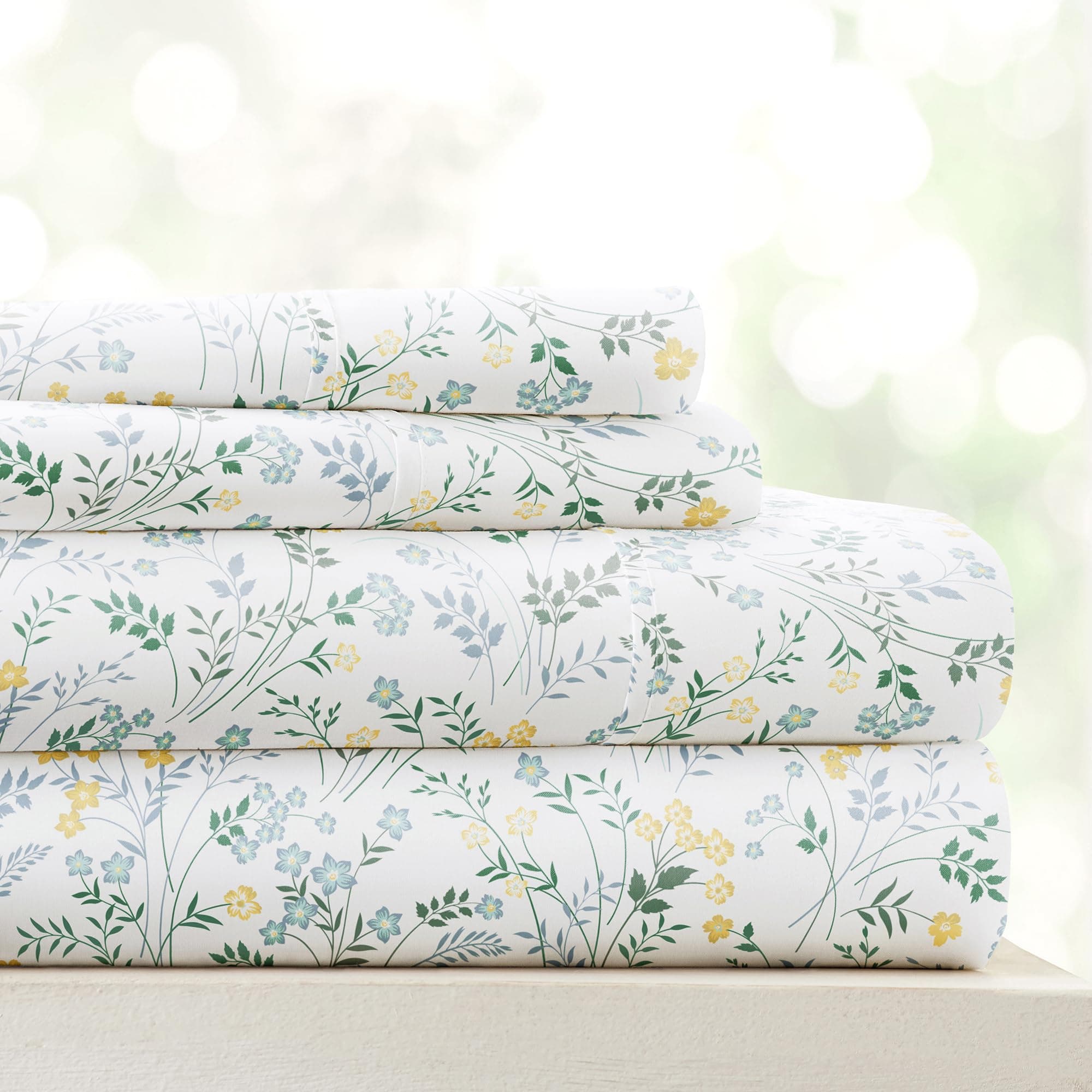 Oeko-TEX Certified Linen Market King Sheets Set - Wildflower Light Blue