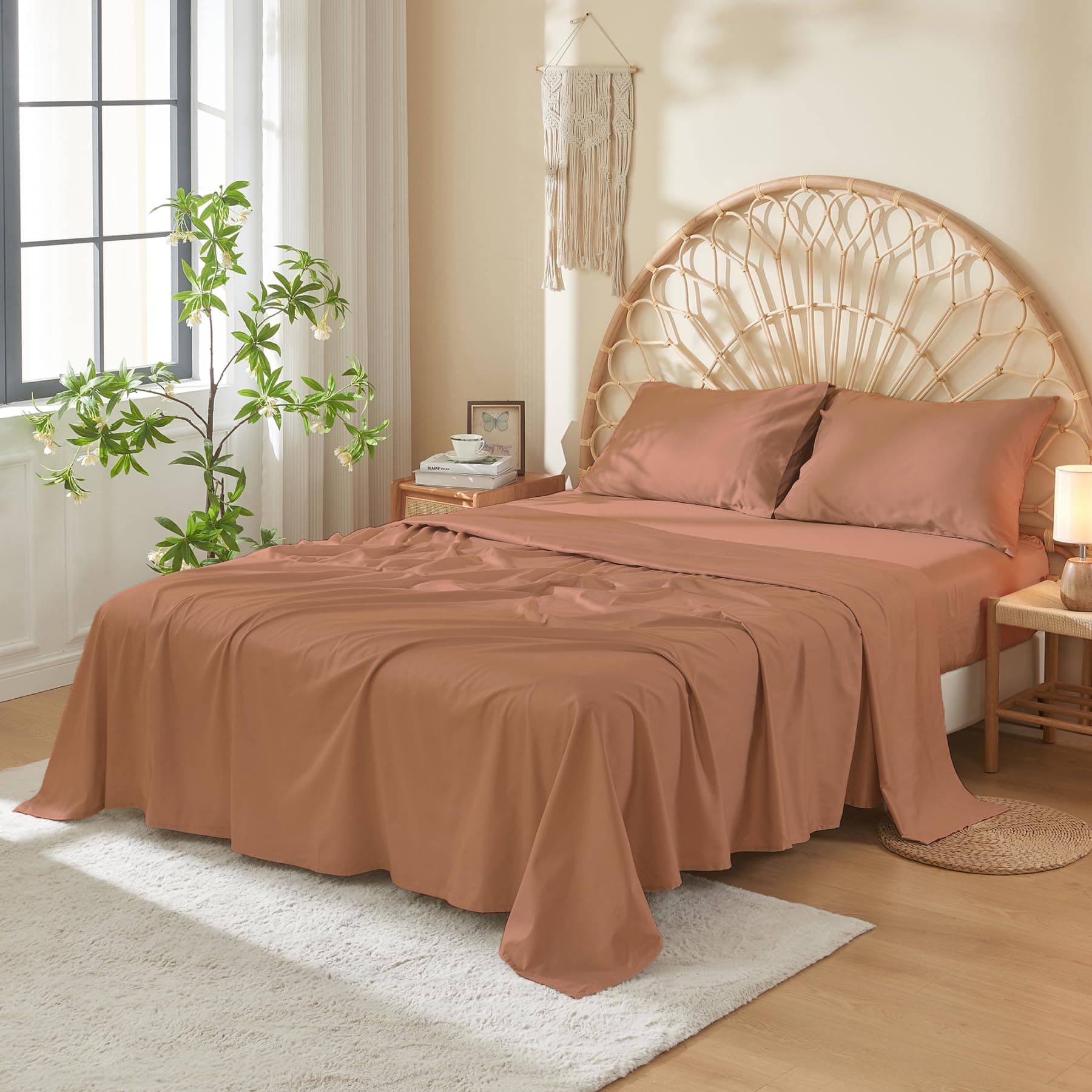 DOZ 100% Long Staple Cotton King Sheets, Soft Sateen Weave, Cooling & Durable