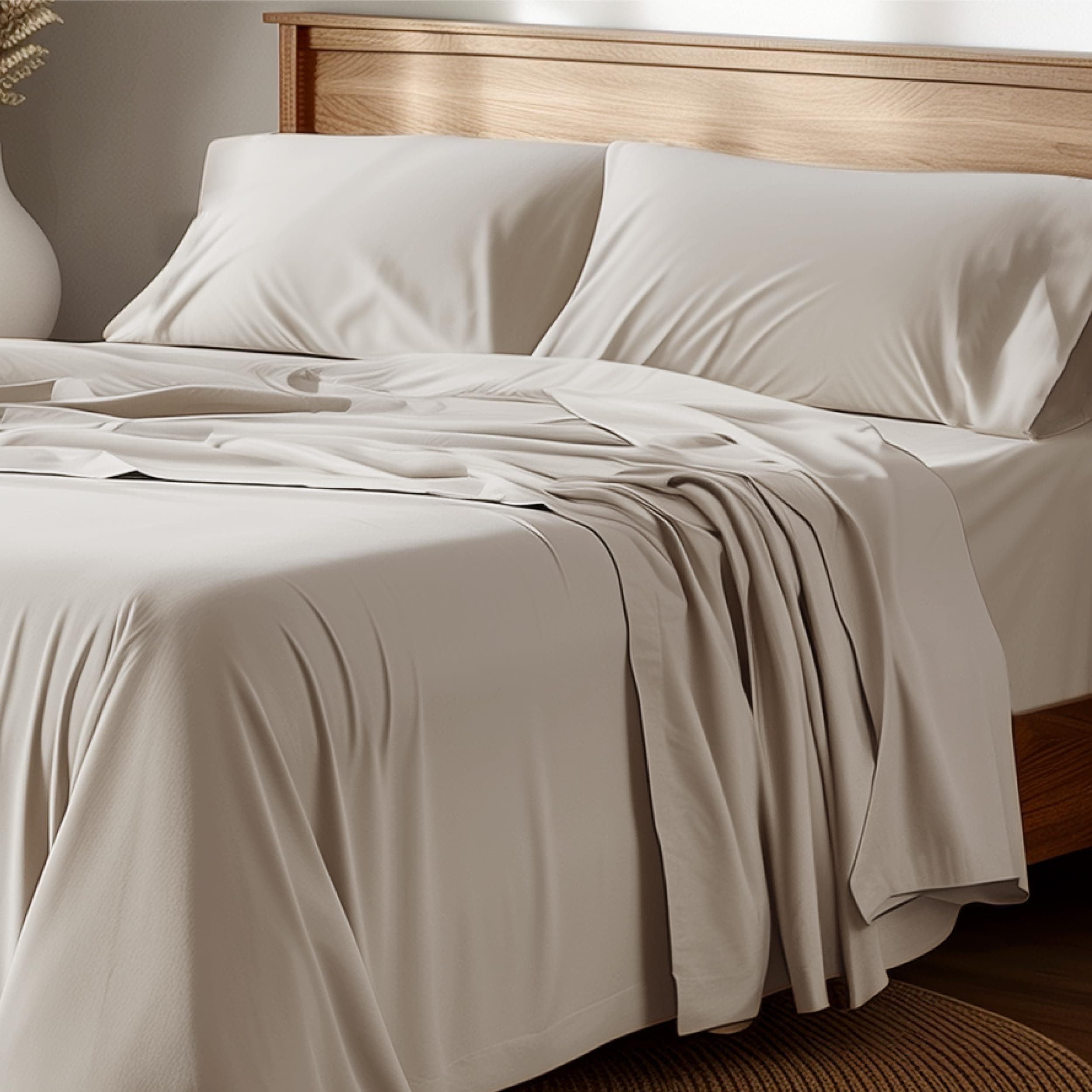Bedsure 100% Cotton Queen Sheet Set - Breathable & Crisp Soft