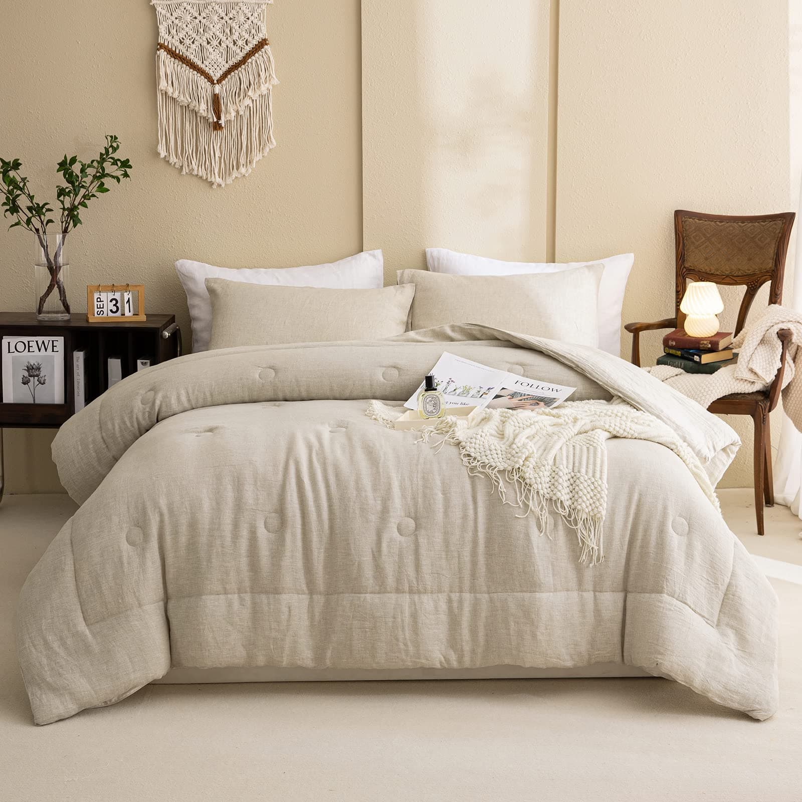 100% Linen Comforter Set Queen