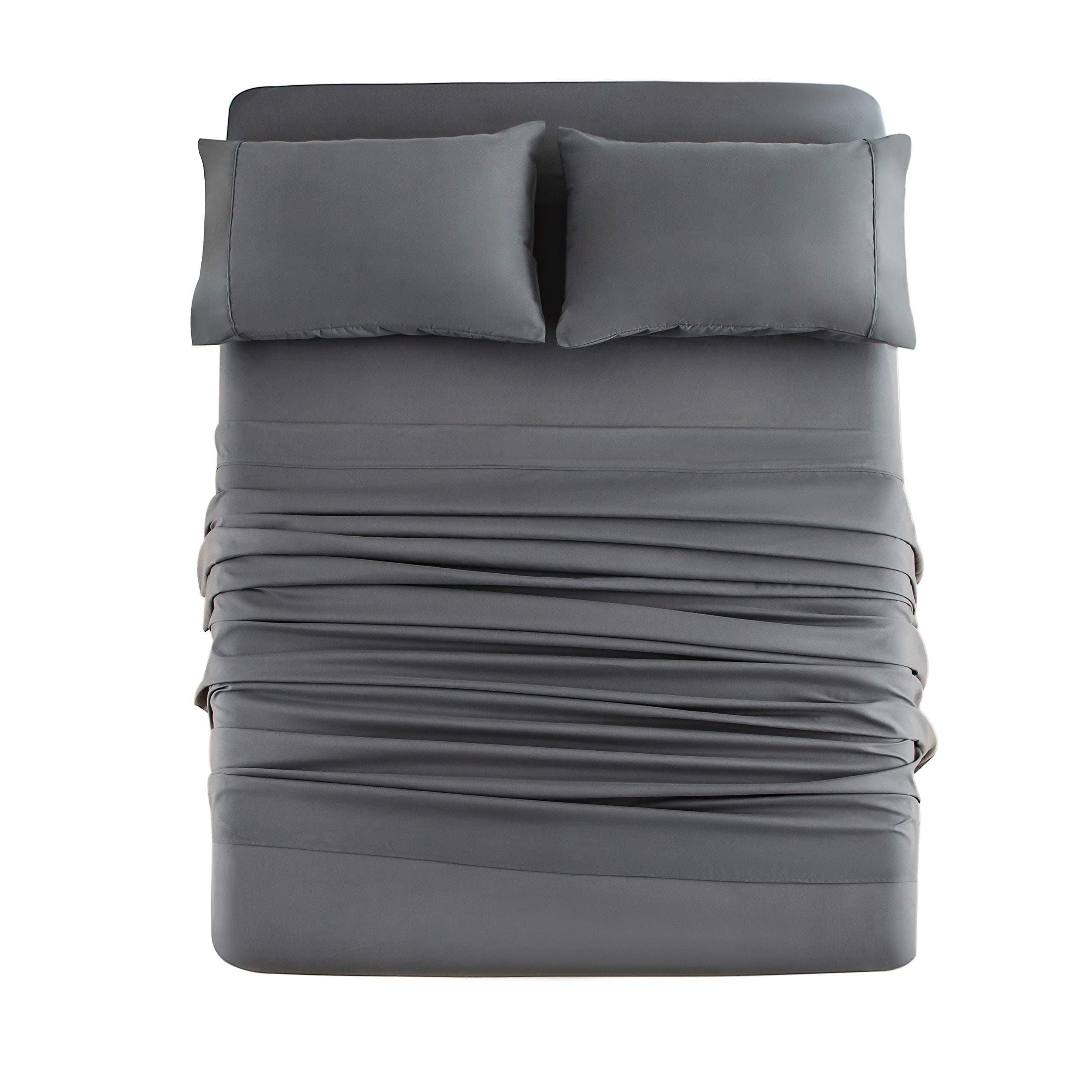 Luxury 4-Piece Double Brushed Microfiber Bed Sheet Set - Full Gray