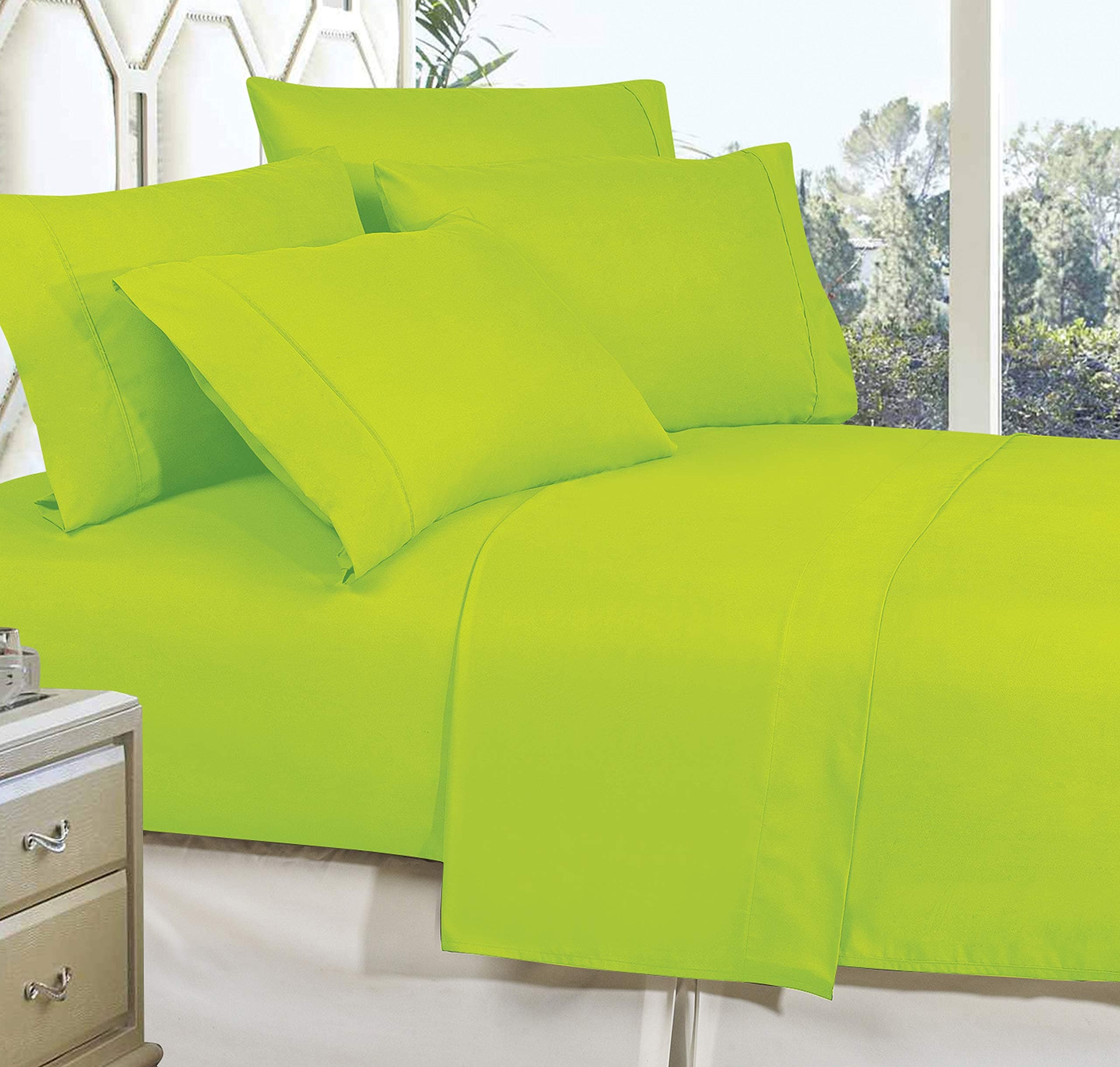 Premier Quality 1800 Thread Count, Wrinkle-Resistant 2-Piece Pillowcases, Standard Size - Lime