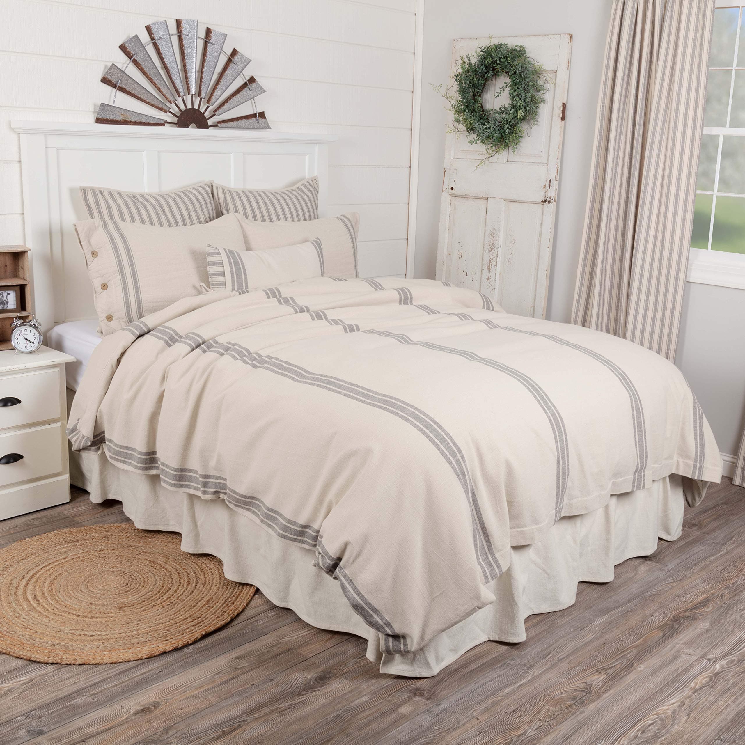 Gray Grain Sack Stripe King Duvet Cover by Piper Classics Market Place