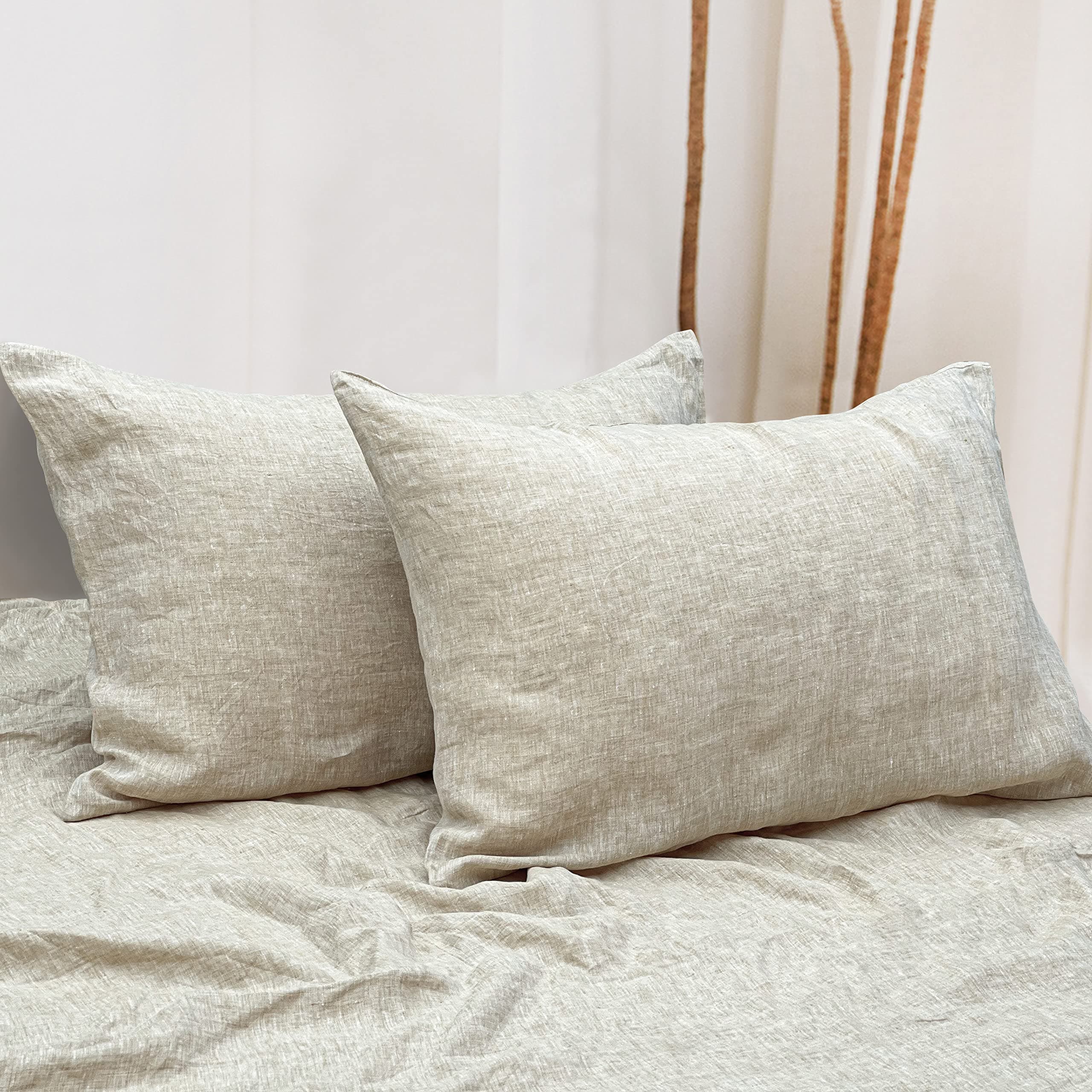 NTBAY 100% Linen Yarn Dyed Pillowcases, Breathable & Cooling, 20x26 Inches