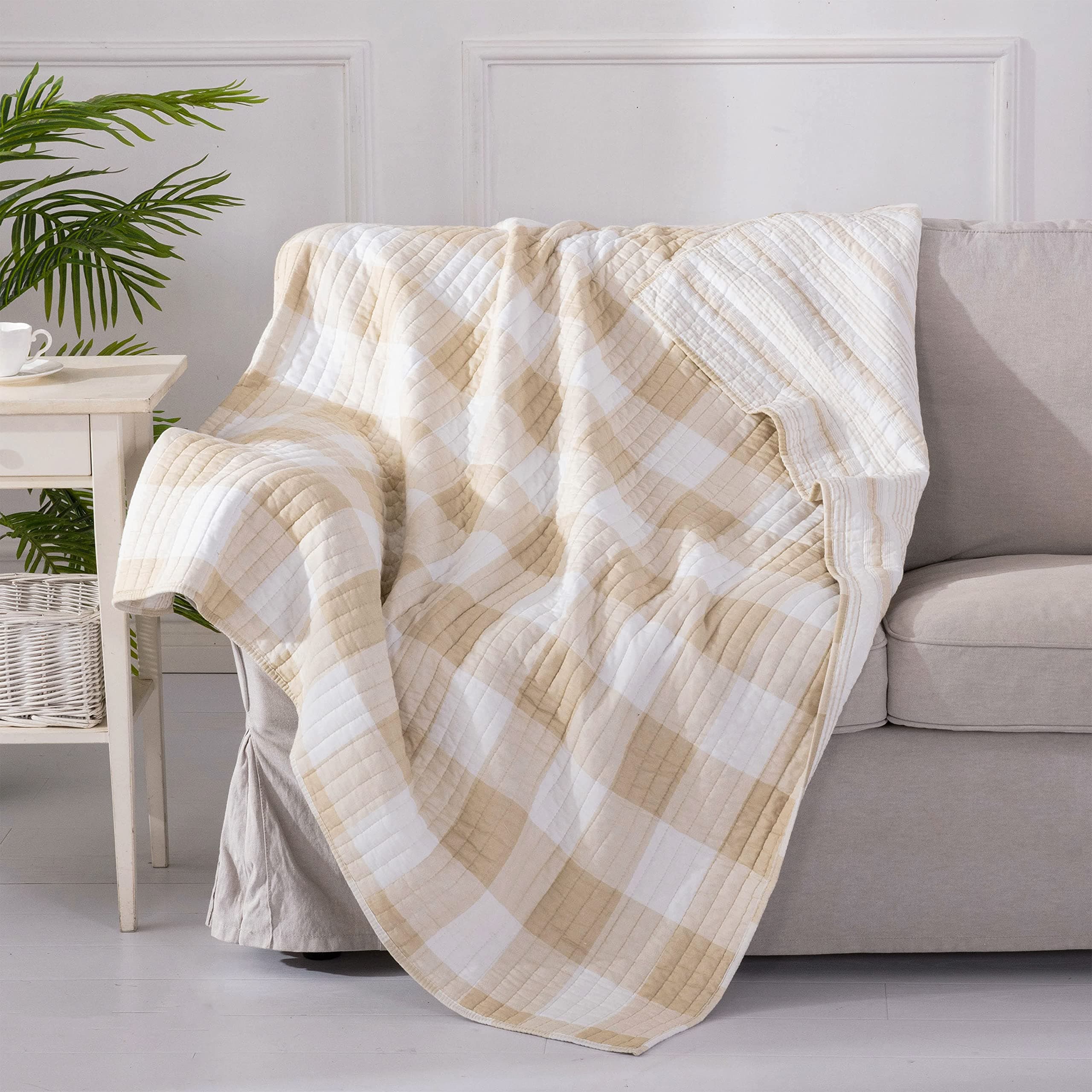 Buffalo Check Quilted Throw - Reversible Pattern