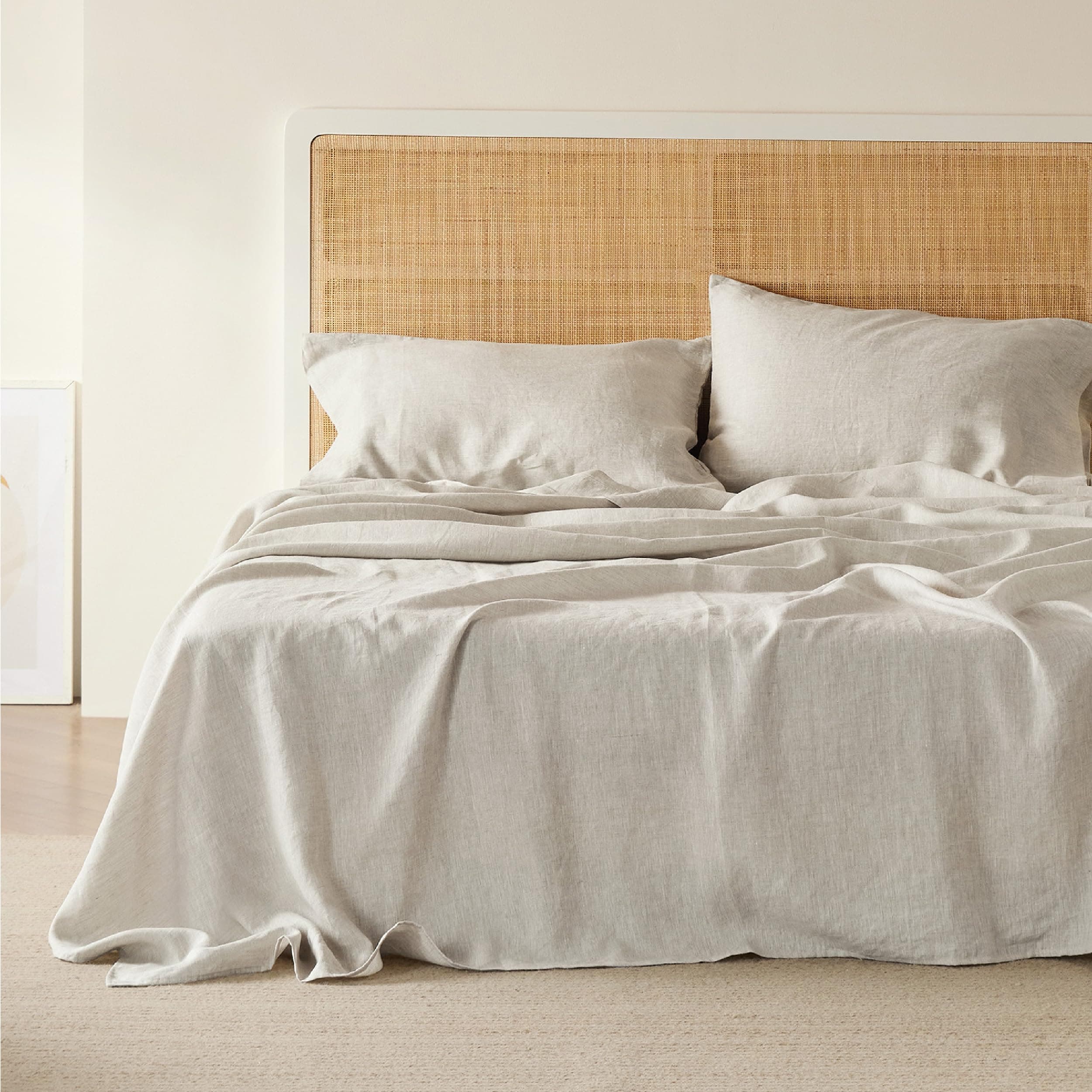 King Size Linen Cotton Sheets Set - 4 Pcs for All Seasons