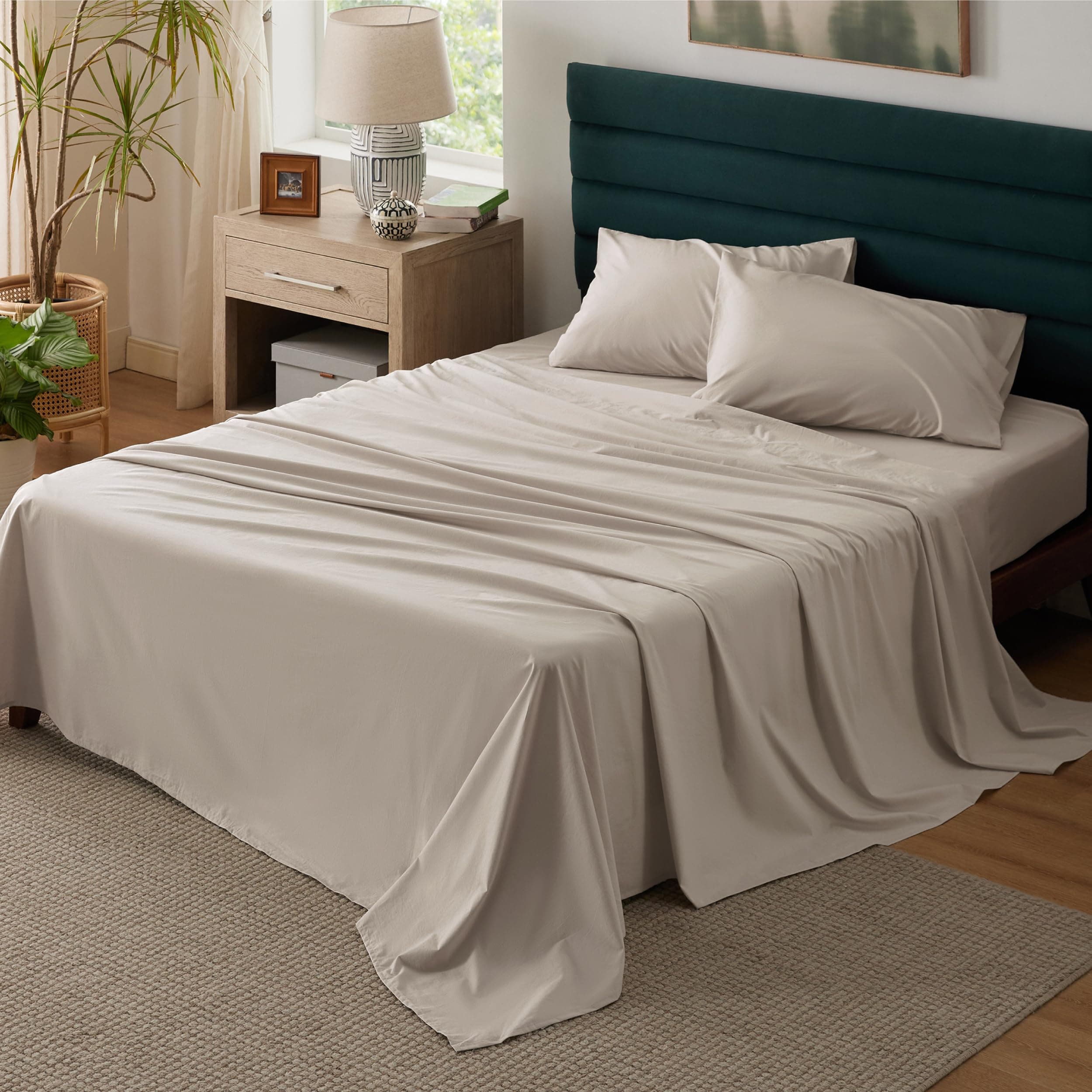 Breathable Cooling 100% Cotton Full Size Sheets with Deep Pocket