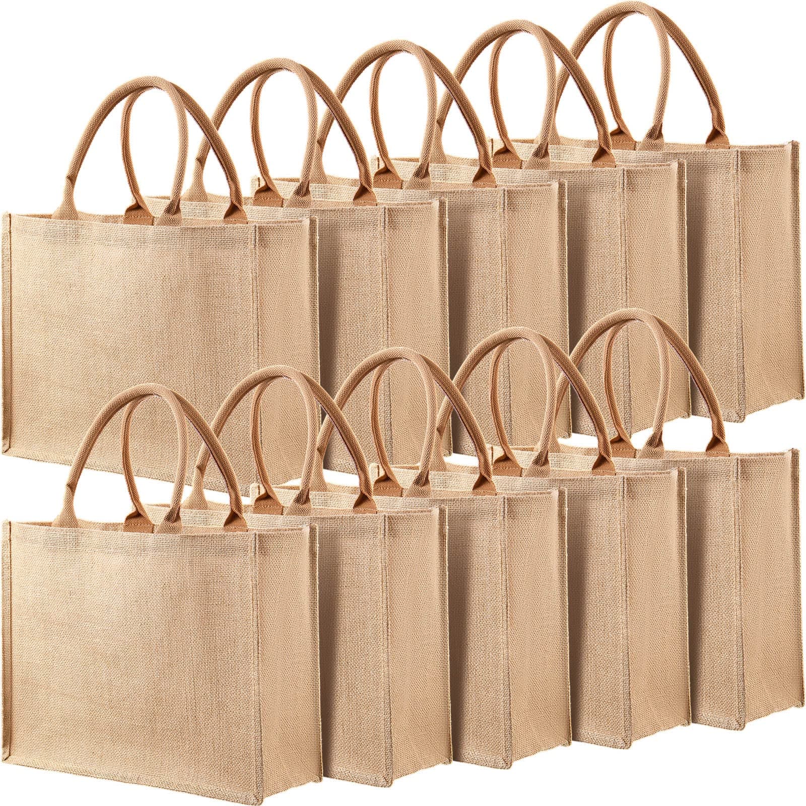 Shappy 10 Pack Reusable Burlap Tote Bag Set for Bridesmaid Gifts & Shopping