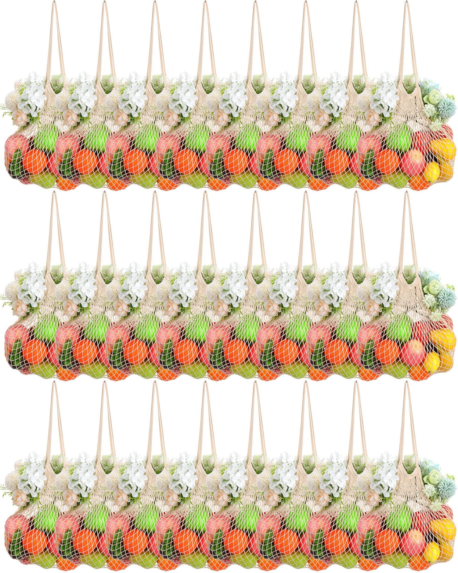 Woanger 24-Piece Reusable Cotton Mesh Produce Shopping Bag Organizer