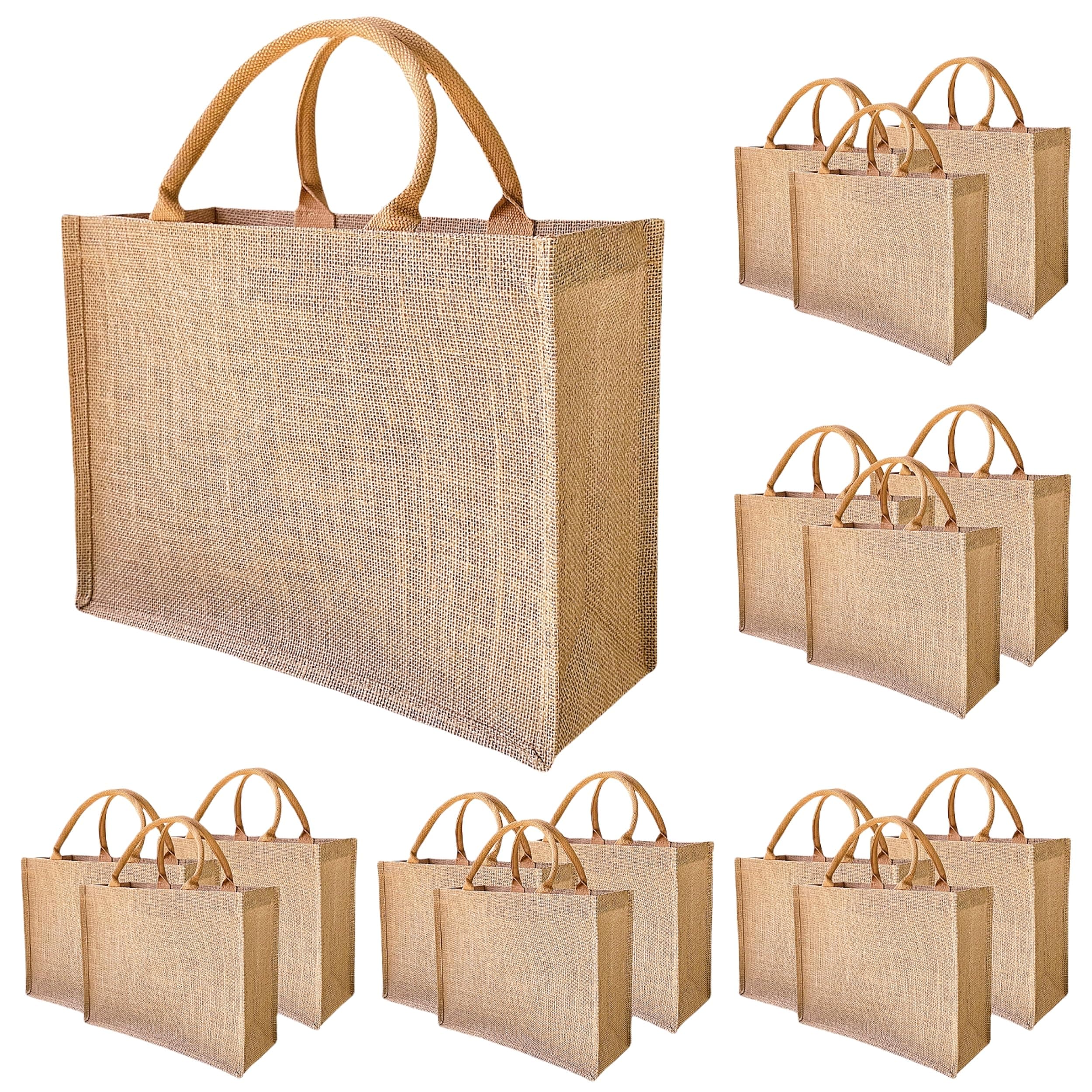 15 Pcs Jute Burlap Tote Bags for Travel & Weddings