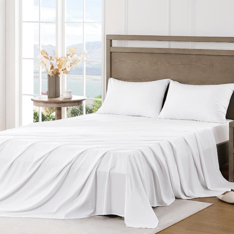 Luxury Full Size Bed Sheets - Ultra Soft Brushed Microfiber - Cooling & Breathable - White