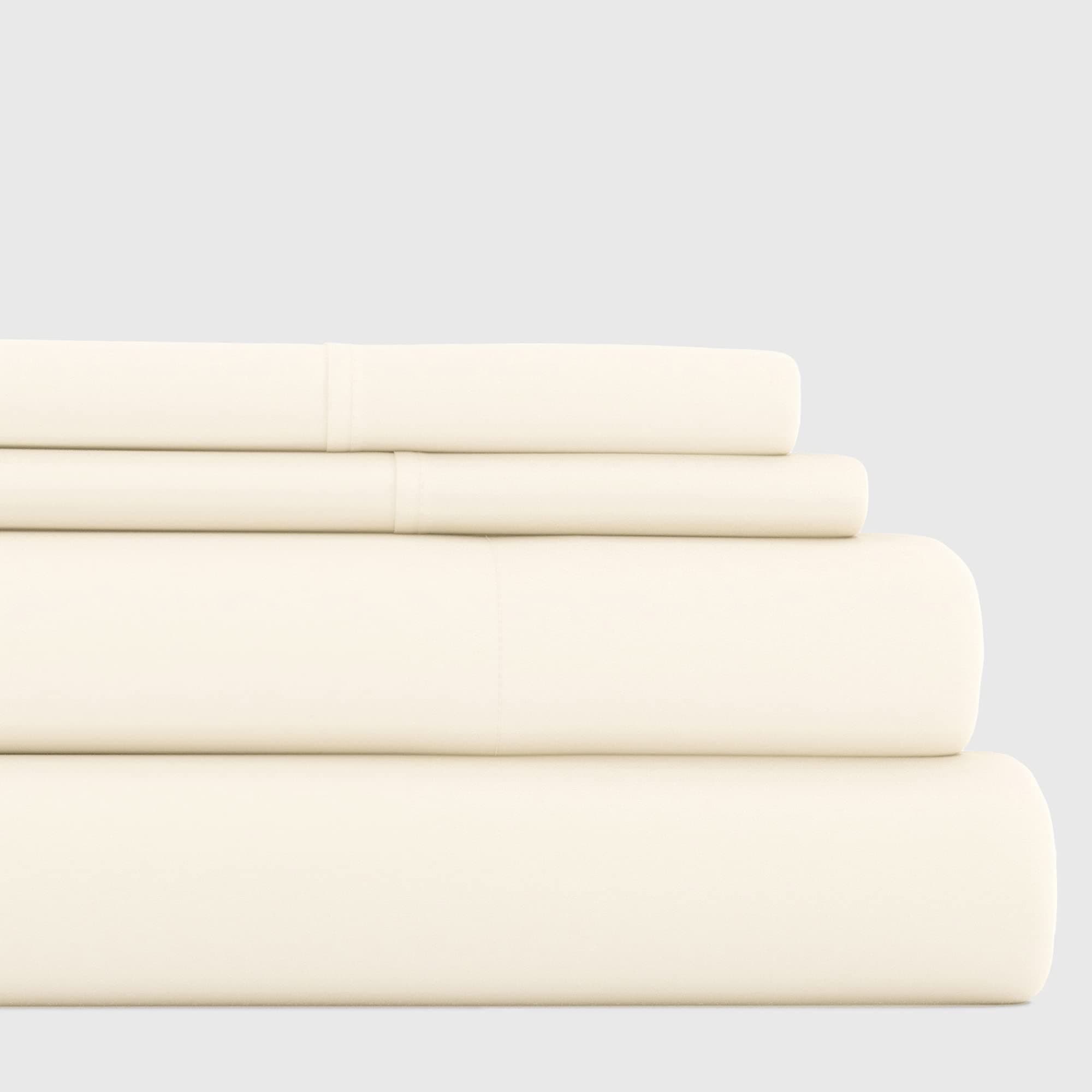 Soft and Cooling Linen Twin Sheets for Twin Size Bed - Ivory - Deep Pocket - 3 Piece Set