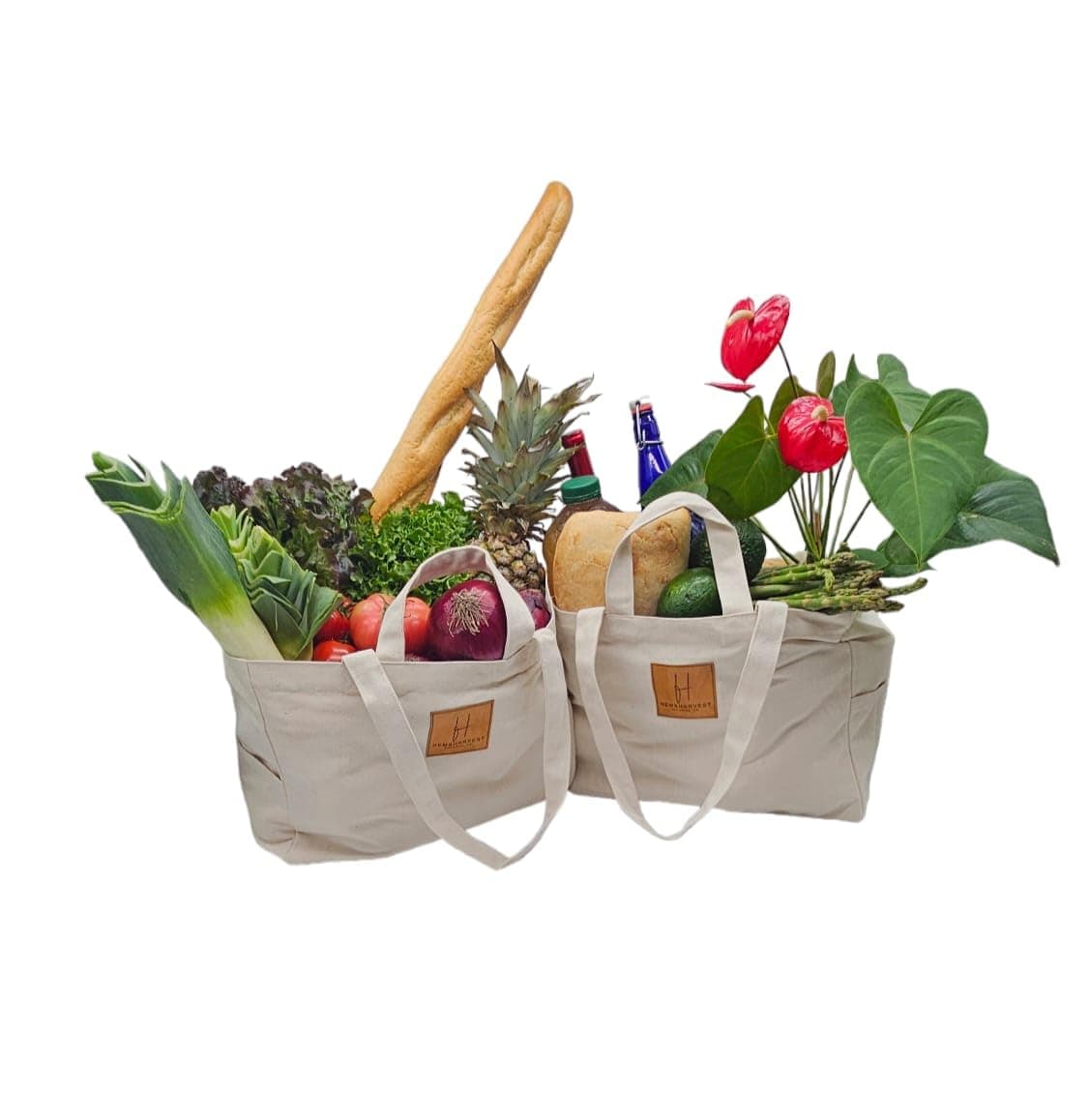 Eco-friendly Reusable Grocery Bags (Set of 2) | Soft, Durable Canvas Totes with Pockets
