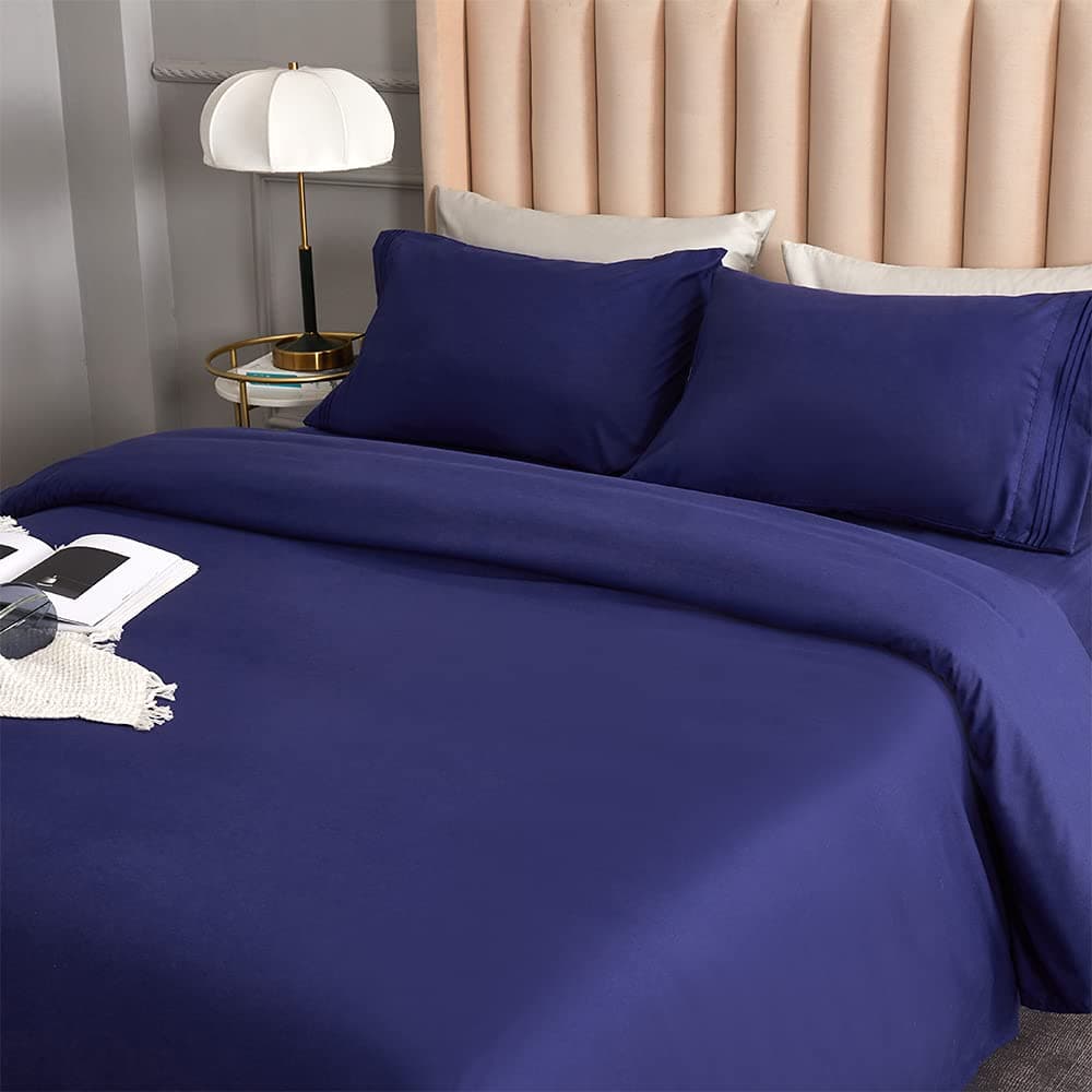 Brushed Microfiber Bedding Sheet Set - 4 Piece Queen Blue