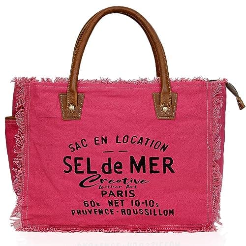 CLA Bags Sel De Mer Upcycled Canvas & Cowhide Tote Bag