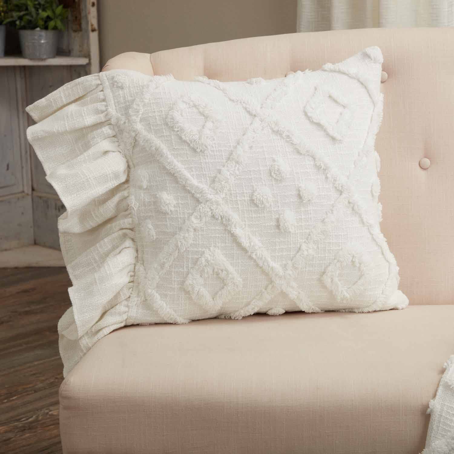 Piper Classics Harmony Off-White Diamond Chenille Throw Cover