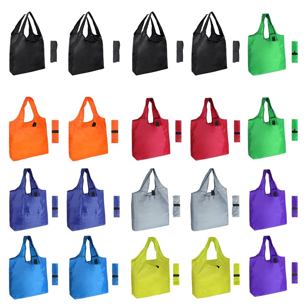Aricsen 20-Pack Durable Colorful Reusable Grocery Bags, Eco-Friendly & Strong