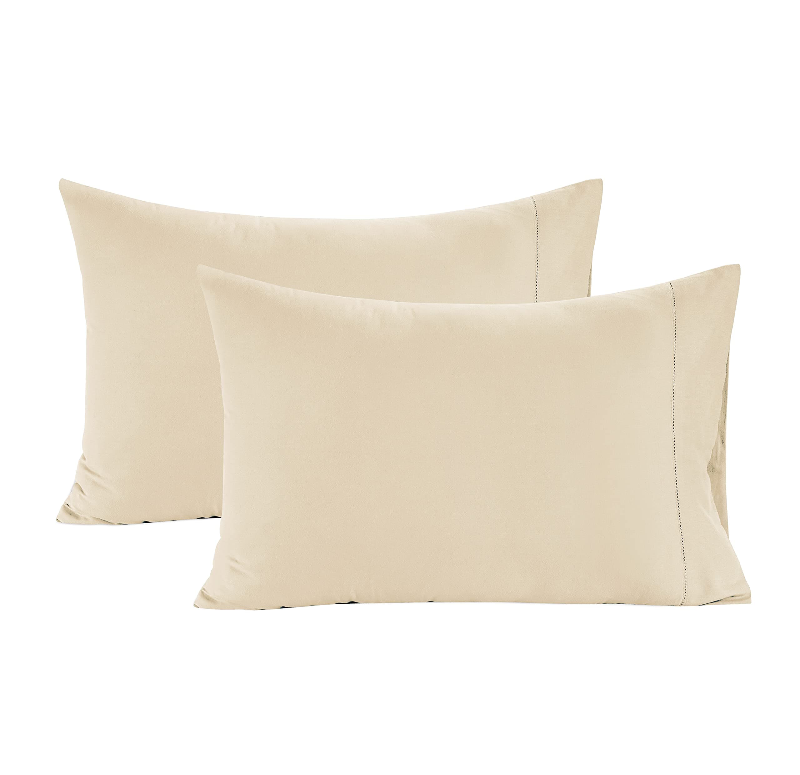 Lane Linen Queen Ivory Pillow Cases 100% Egyptian Cotton 1000 TPI Sateen