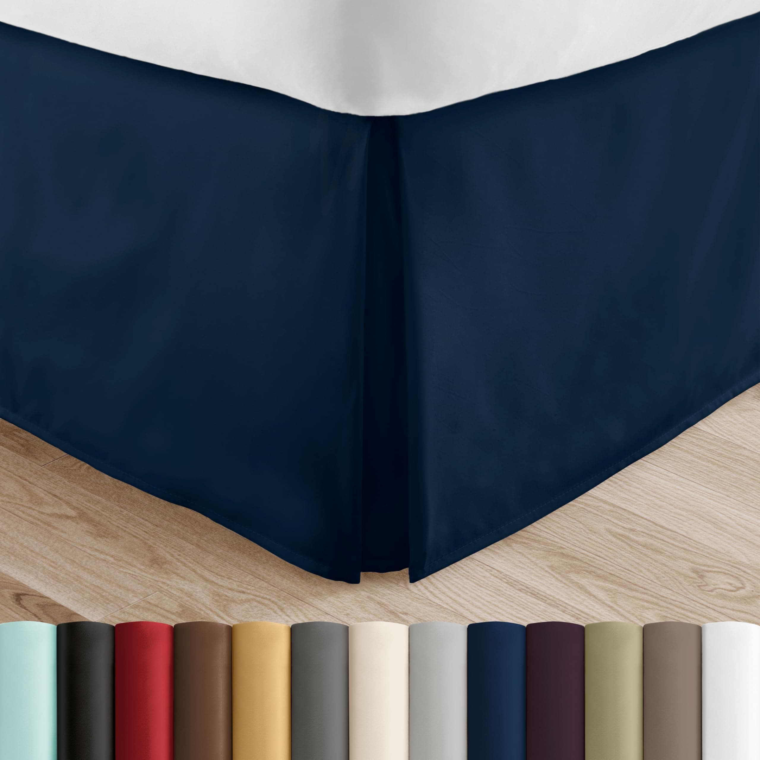 Cal King Navy Bed Skirt - Ultra Soft Microfiber - Easy Fit - Hotel Quality - Shrinkage & Fade Resistant