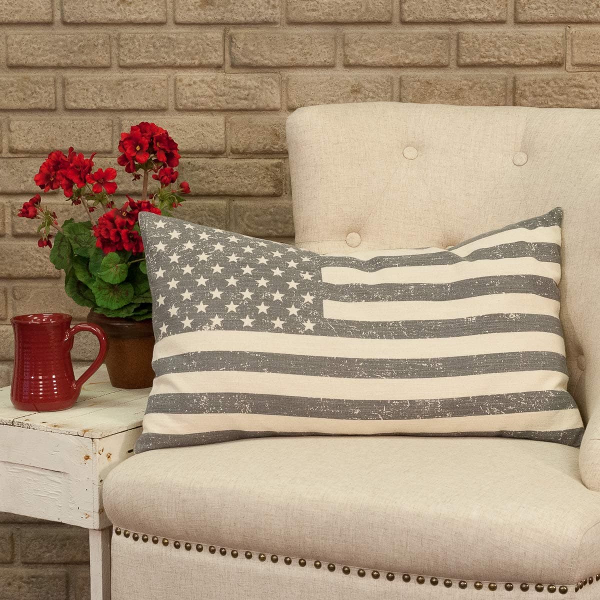 Piper Classics Stenciled Flag Throw Pillow, 16" x 26"