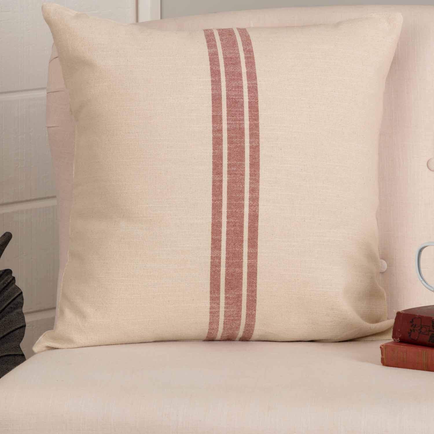 Piper Classics Red Grain Sack Stripe 20x20 Throw Pillow Cover