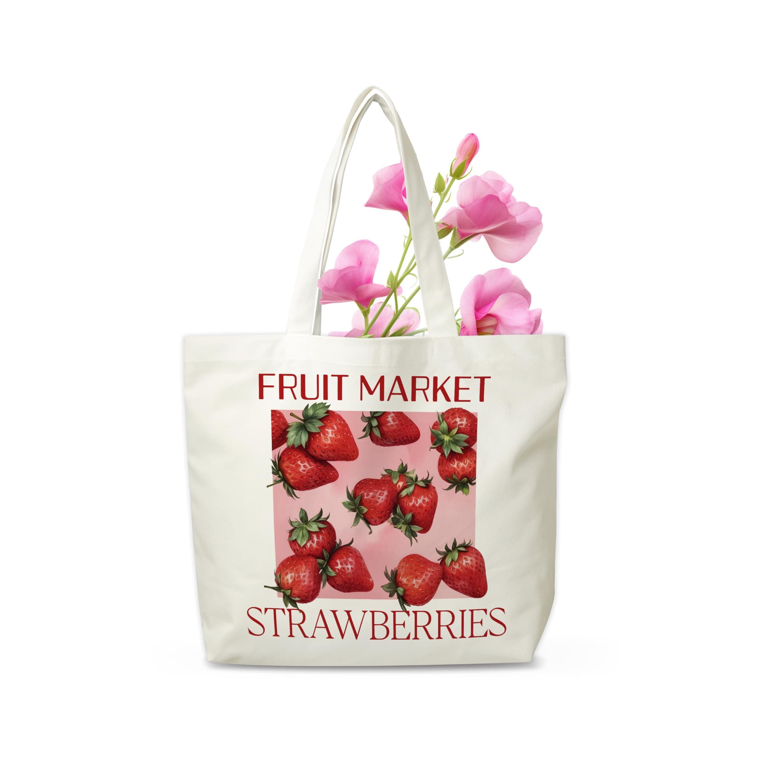 Strawberries Canvas Tote Bag for Women, Gifts for Friends & Family