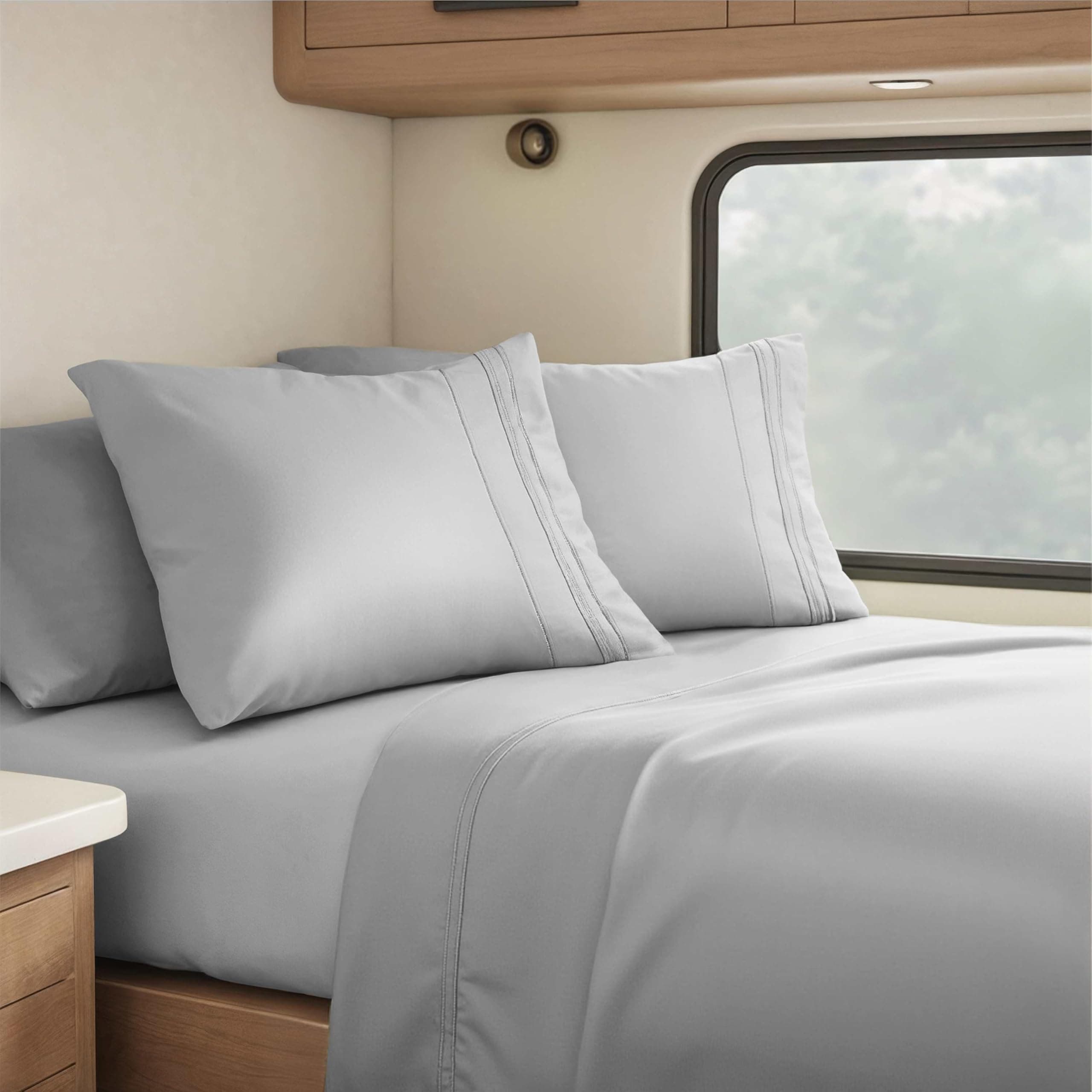 Clara Clark Microfiber Short Queen 6-Piece Bed Linen Set Silver