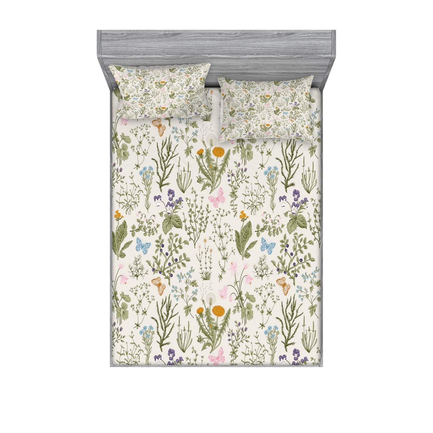 Ambesonne Vintage Garden Floral Queen Bedding Set, Pink Blue