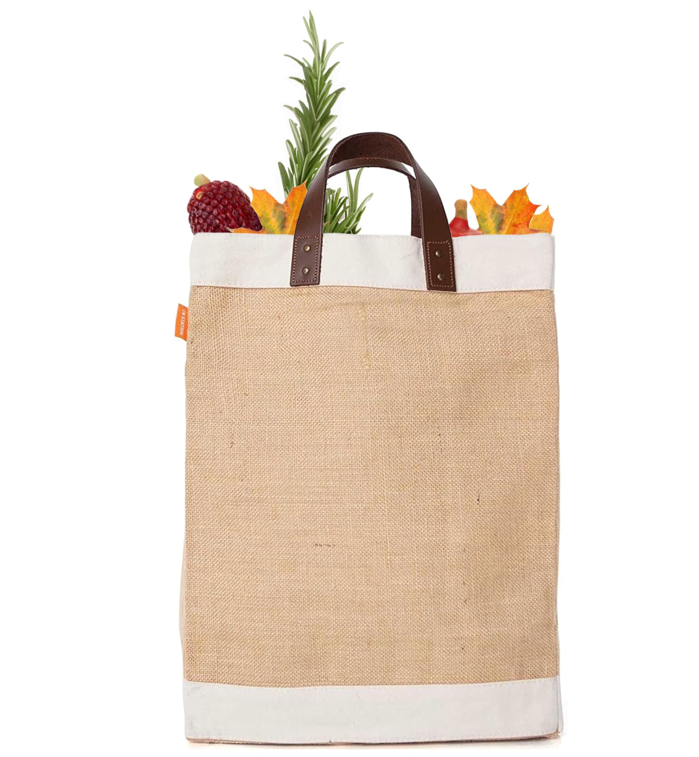 Eco-Friendly Jute Market Bag with Leather Handle - Shopping & Wedding Gifts