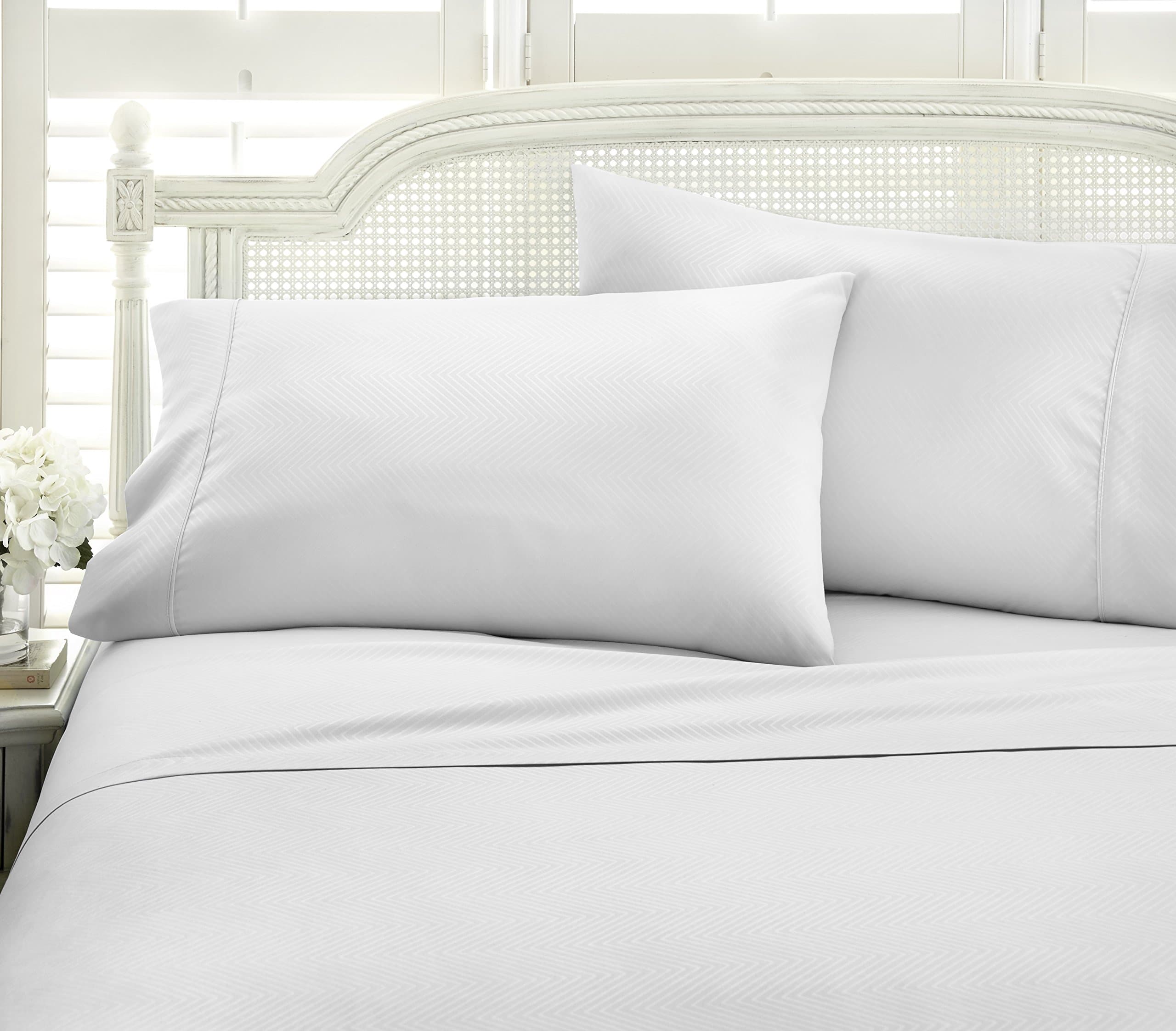 Chevron White Linen Market Embossed Twin Sheet Set