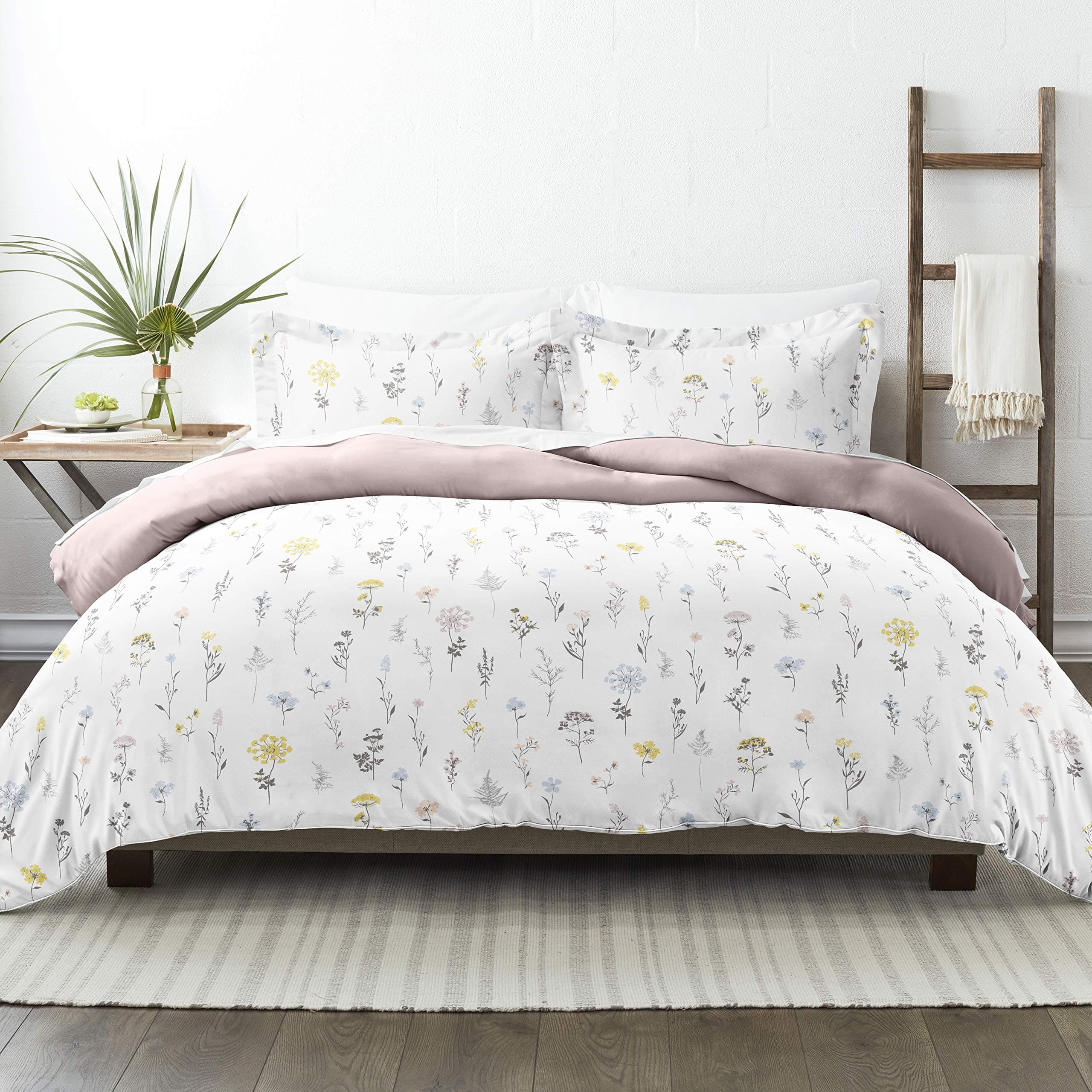 King Size Linen Duvet Cover Set in Pink